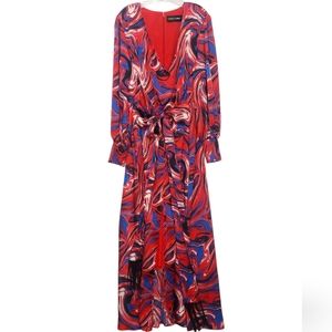 Gabrielle Union Asos Collaboration Marble Print Maxi Dress Long Sleeve